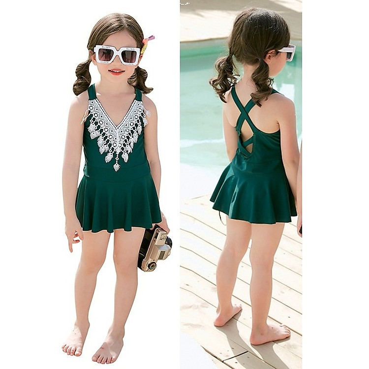 Đồ bơi cho bé gái thêu cổ Bg1912