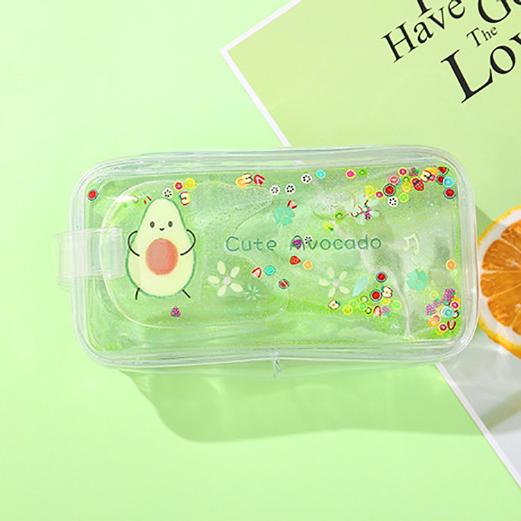 Hộp bút trong suốt size lớn cho bé đủ hoạ tiết xinh xắn phối hạt kim tuyến lấp lánh chuyển động lung linh – H027