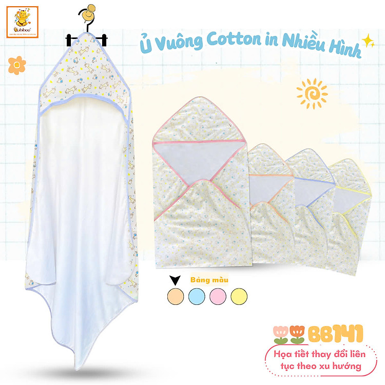 Khăn quấn sơ sinh BABIBOO 80x80cm Chính hãng Tiết kiệm - Hình ảnh 4