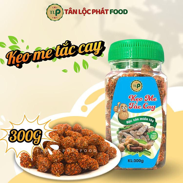 Kẹo Me Tắc Cay Tân Lộc Phát Hũ 300g Ăn Vặt Chua Cay