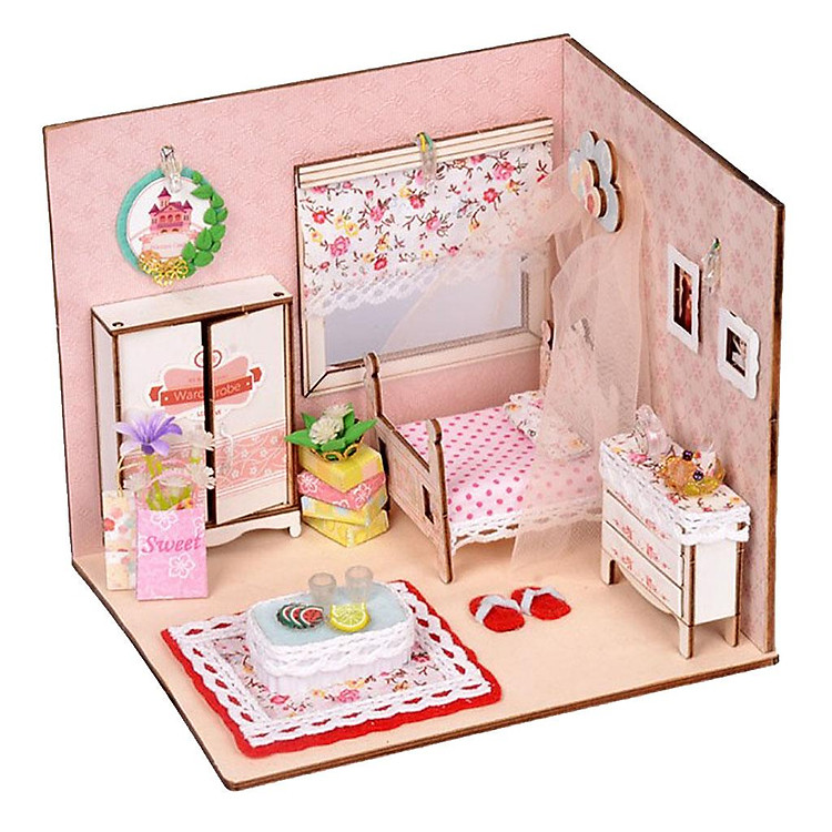 1/24 Nhà Búp Bê Mini DIY Bộ 3D Có Thể Tháo Rời Búp Bê Cô Gái Nhà Phòng Ngủ Mô Hình Trẻ Em Xếp Hình Đồ Chơi Quà