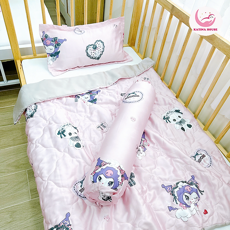 Combo gối mền 3 món cho bé đi học Katina House, vải Tencel 60s mát lạnh, bóng mượt