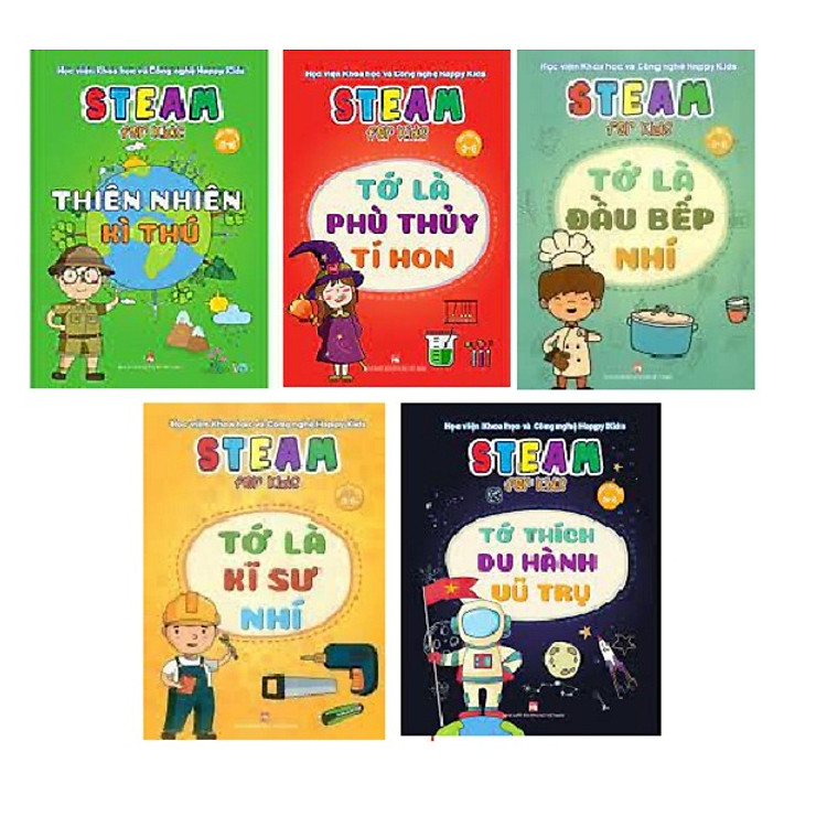 Combo 5 cuốn Steam For Kids 3-6 tuổi: thiên nhiên kỳ thú + Tớ Thích Du Hành Vũ Trụ + Tớ là phù thủy tí hon + Tớ là đầu bếp nhí + Tớ là kĩ sư nhí