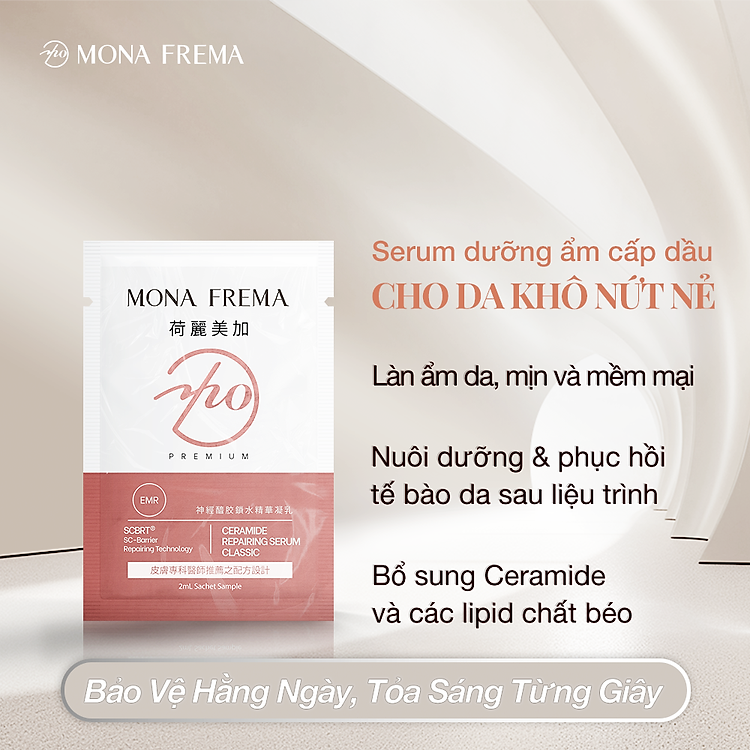 Serum Dưỡng Ẩm Cấp Dầu Mona Frema EMR Ceramide Repairing Light Serum 30ml