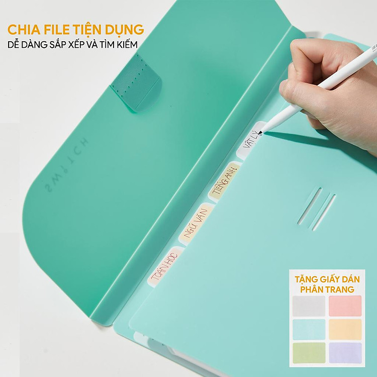 Cặp đựng tài liệu A4 5 ngăn AO+ - Xanh rêu - Ảnh 4