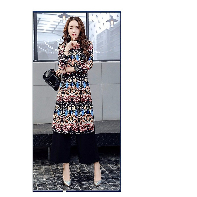 Sét Áo Dài Cách Tân Thổ Cẩm Sang Trọng - AD8934