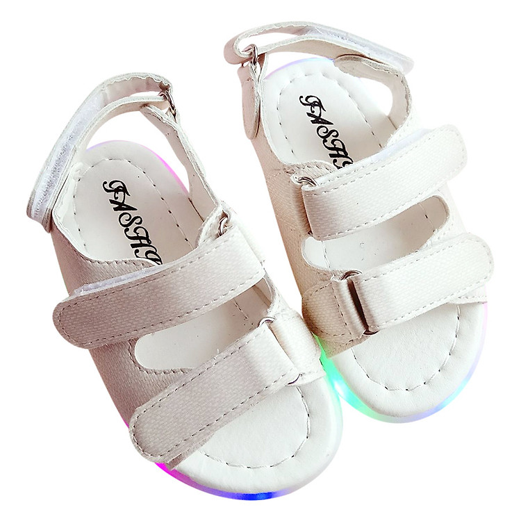Giày Sandal Bé Trai 2 Quai Dán Có Đèn Suri House (Trắng)