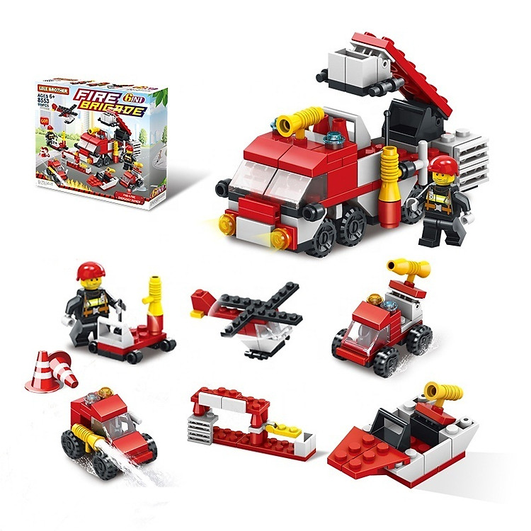 Bộ lắp ráp đội cứu hỏa Fire Brigade Team 6in1 Lele Brother (8553)