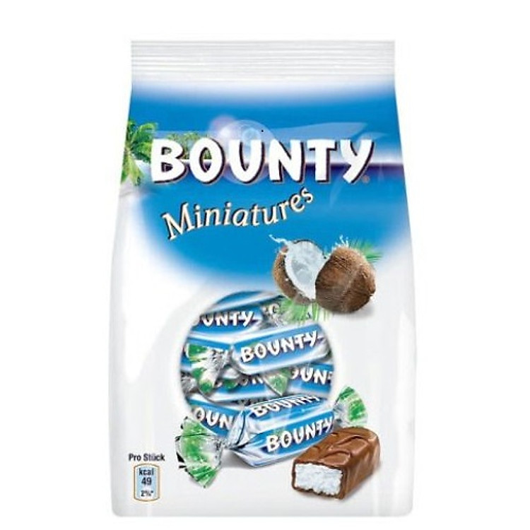 Combo 3 gói Kẹo Socola dừa Bounty Miniatures gói 150gr