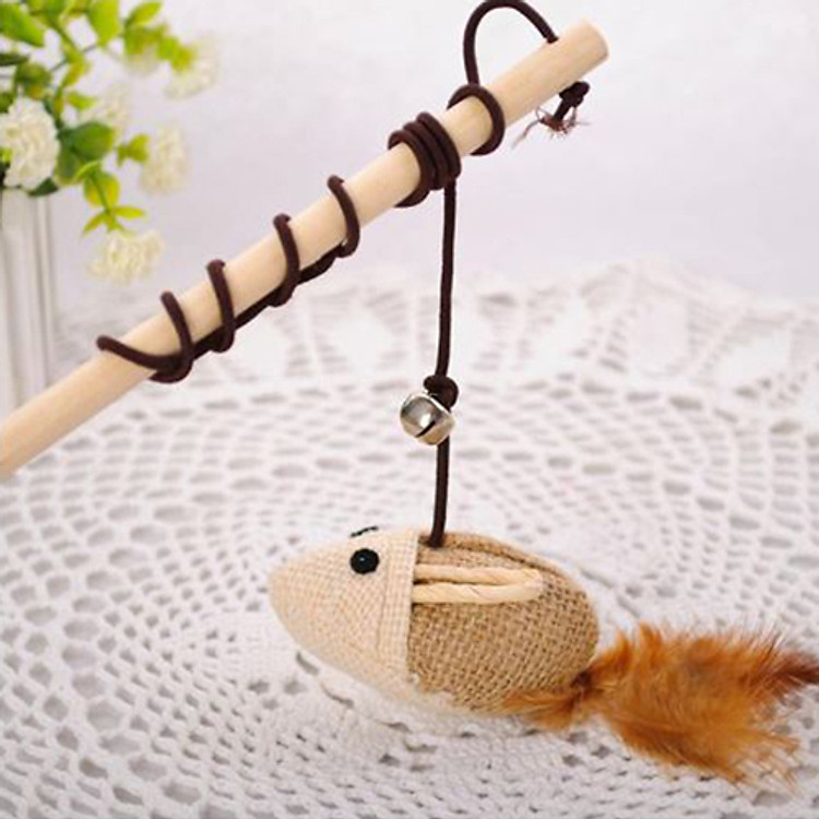 ĐỒ CHƠI CHO MÈO-CẦN CÂU MÈO BẰNG GỖ VUI NHỘN (GIAO MẪU NGẪU NHIÊN)