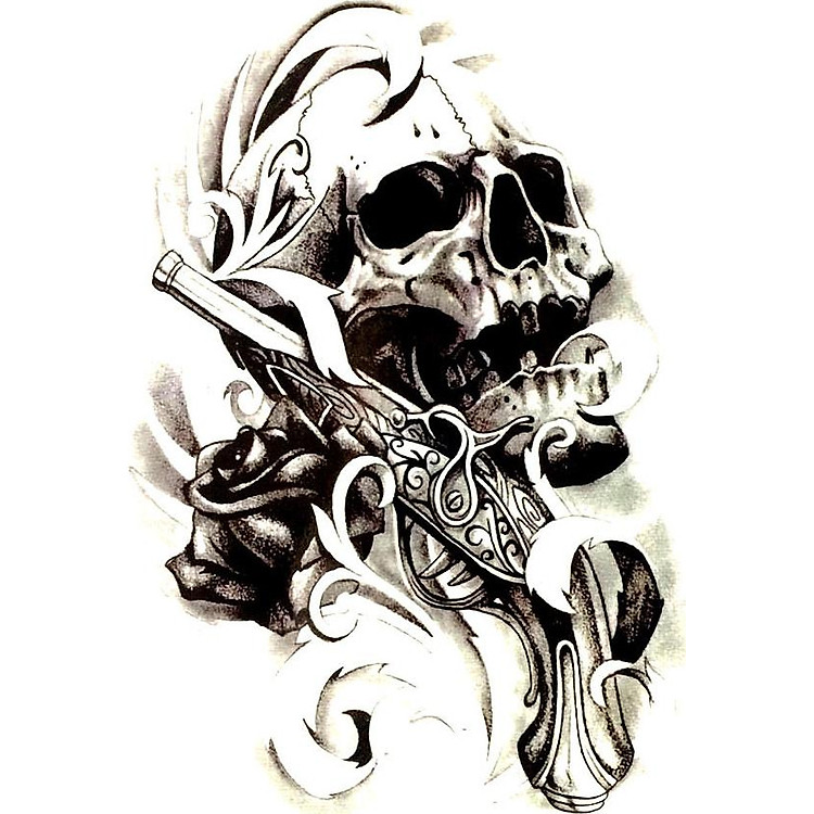 Hình Xăm Dán Đầu Lâu QSA032