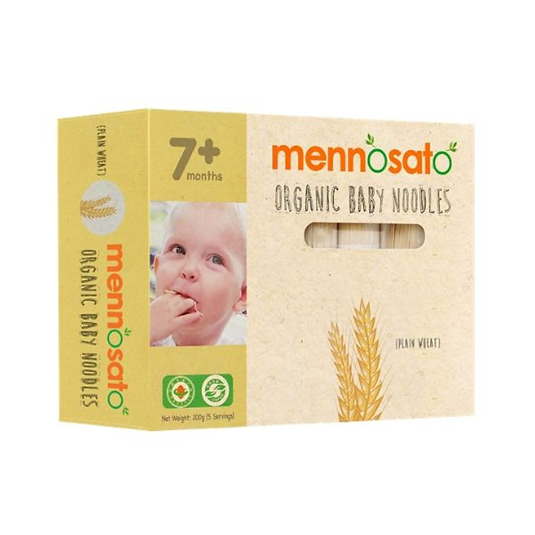 Mì sợi rau củ hữu cơ cho bé vị lúa mì 200gr Men No Sato Organic baby Noodle plain Wheat 200gr