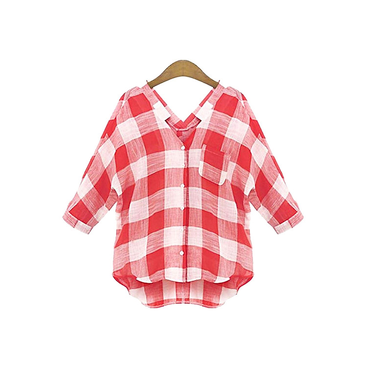 Áo Sơ Mi Tay Cánh Rơi Cổ Chữ V - Đỏ