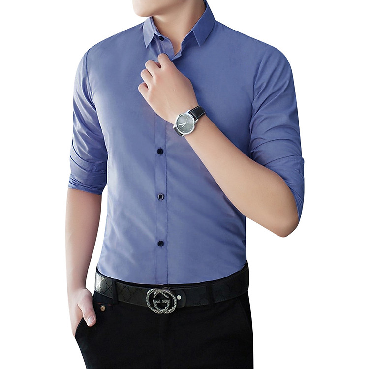 Áo Sơ Mi Nam Tay Dài VFASHION VFS0017 - Xanh Lam