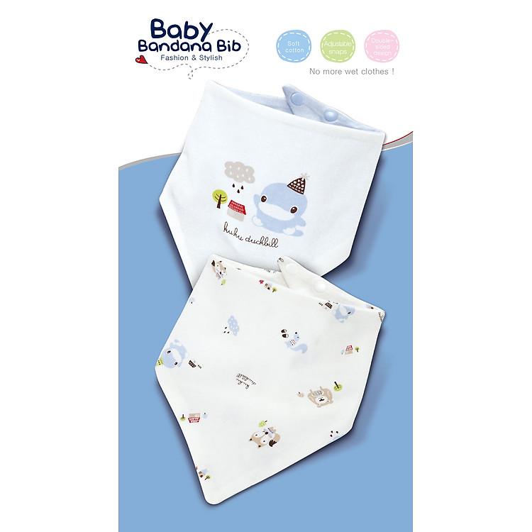 Yếm Tam Giác Cho Bé KUKU - Set 2 Chính hãng Giá tốt - Hình ảnh 3