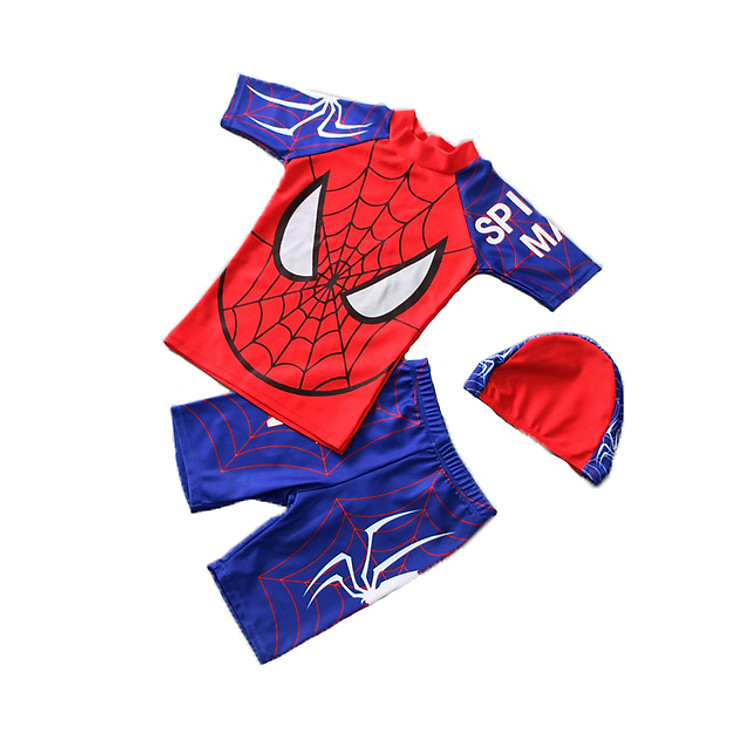 Đồ bơi họa tiết Spider man với chất liệu polyester dành cho trẻ em từ 2 đến 12 tuổi Cleacco