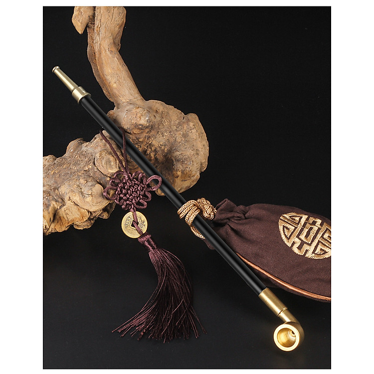 Tẩu thuốc cán dài bằng gỗ và hợp kim đồng (35 cm) - Ảnh 2