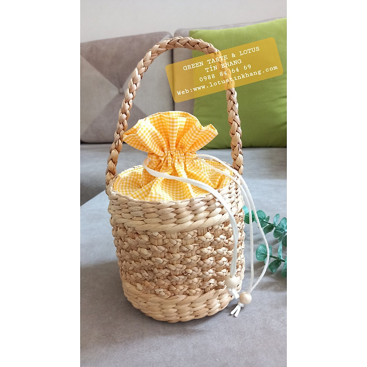 Túi Cói, Túi Xách Lục Bình Trụ Tròn 1 Quai Đẹp Lạ, Cao Cấp-Giỏ Lục Bình