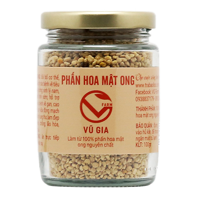 Phấn Hoa Mật Ong Nguyên Chất Vũ Gia (100gr/hũ) - Bảo vệ dạ dày , hỗ trợ điều trị các bệnh về tiêu hóa