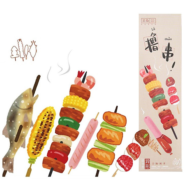 Hộp 30 đánh dấu sách Bookmark Giấy Xiên Đồ Nướng Thơm Ngon