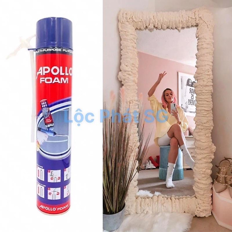 Keo bọt nở - Foam 750ml (có vòi xịt bơm đi kèm) dùng trang trí làm gương mây bồng bềnh siêu hot