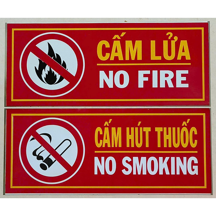 Bảng hiệu CẤM LỬA - CẤM HÚT THUỐC - Chất liệu tôn cao cấp