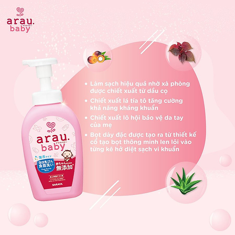 Nước rửa bình thảo mộc Arau Baby 500ml Chính hãng Giá tốt - Hình ảnh 4