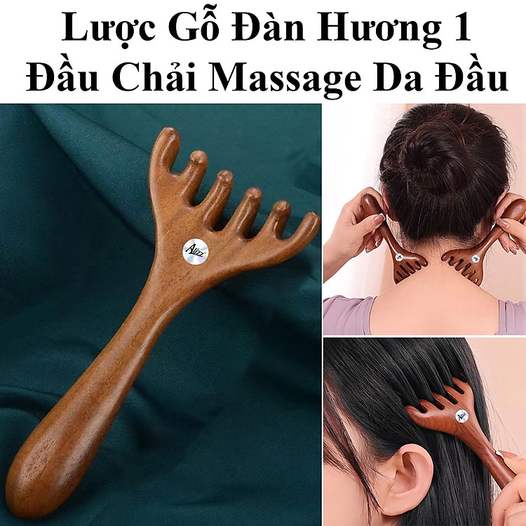 Lược Gỗ Đàn Hương 1 Đầu Chải Massage Da Đầu Al14397