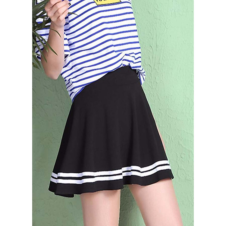 Váy ngắn xếp ly viền kẻ năng động