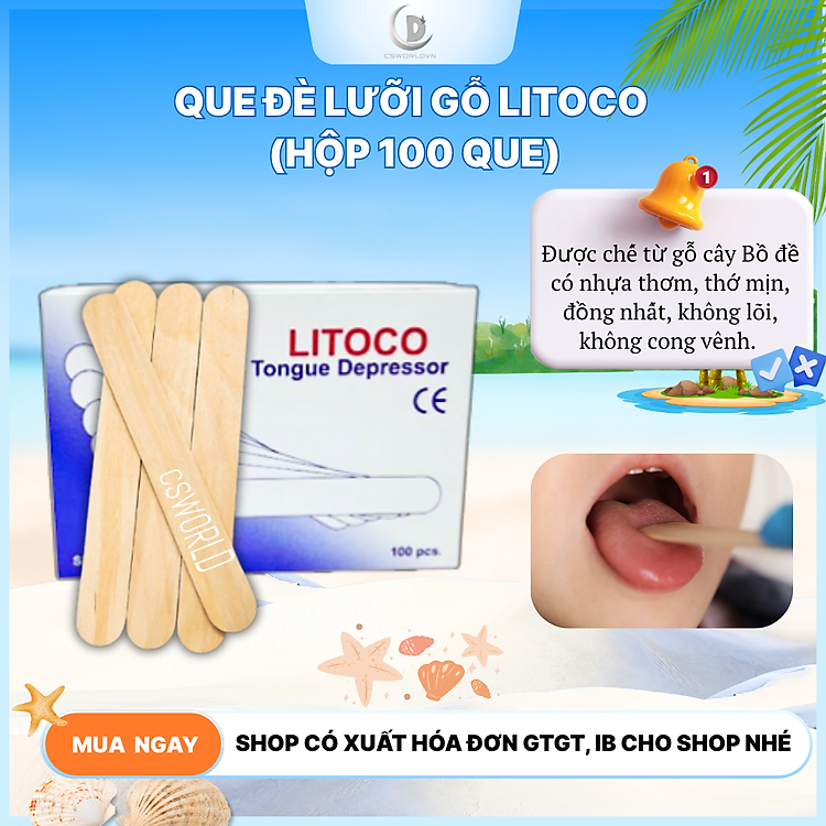 QUE ĐÈ LƯỠI GỖ LITOCO (HỘP 100 Que)