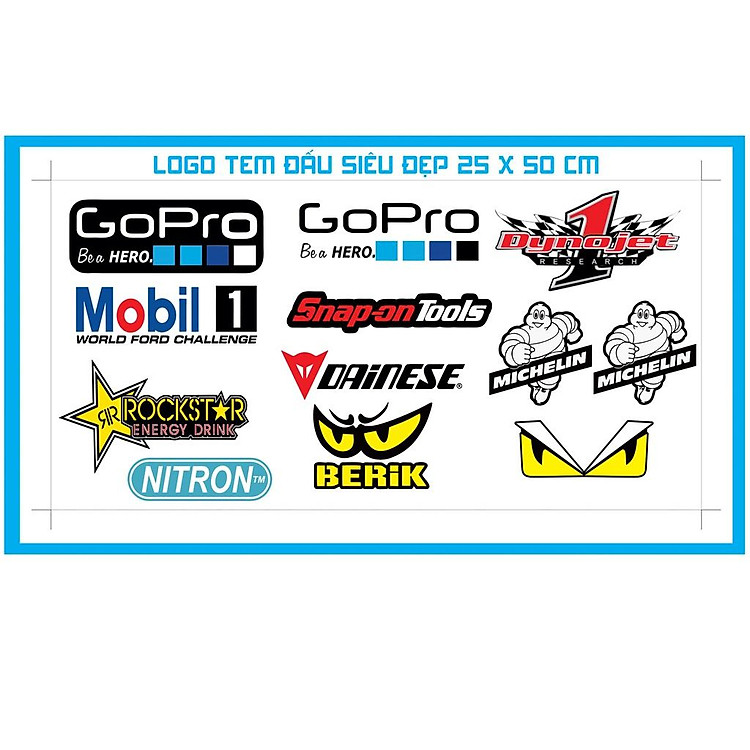 Tem Dán Dành Cho Xe Máy - Logo Tem Đấu Dán Xe Cực Đẹp - 1 Tấm Khổ 25 x 50cm - Mẫu 01