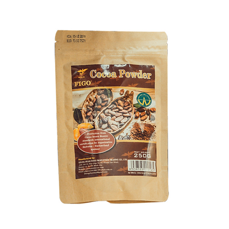 Bột cacao nguyên chất 100% cacao làm bánh, uống giảm cân 250g Figo