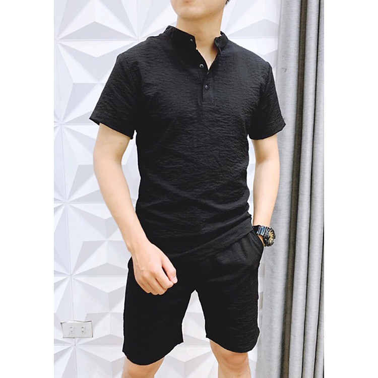 Bộ Quần Áo Đũi Nam Chất Mịn Mát SETDEN01 - Bộ Đũi Đen