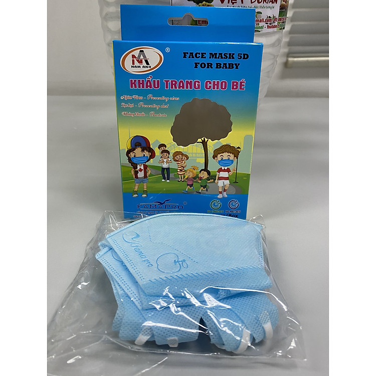 Khẩu Trang 5D Mask quai chun Famapro dành cho trẻ em - Hộp 10 cái