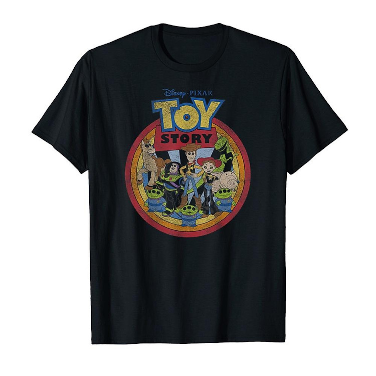 Áo thun cotton unisex in hình Disney Pixar Toy Story Vintage Circle Portrait Logo, From Suông, Chất Thun 4 Chiều Cao Cấp, Thoáng Mát, Co Giãn Thấm Hút Mồ Hôi Cực Tốt-9270