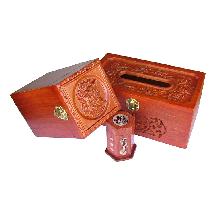 Bộ 3 Sản Phẩm Hộp Giấy, Hộp Trà, Hộp Tăm Thương Hiệu