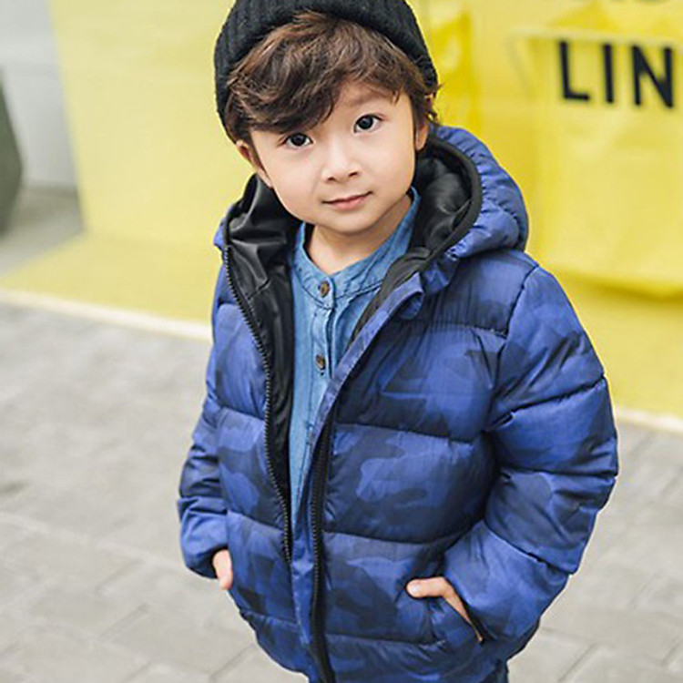 Áo khoác bé trai lót lông cực ấm