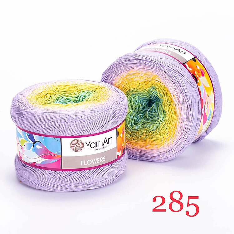 Len cotton cầu vồng Flowers - Nhập khẩu từ chính hãng Yarnart - 250gram dài 1000m (Bảng màu từ 301-320)