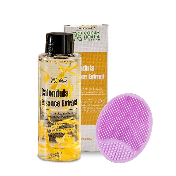 Nước thần hoa cúc 2in1 Calendula Essence Extract- Sáng da, cấp ẩm, se khít lỗ chân lông Cocayhoala 100ml kèm miếng Pad rửa mặt giúp sạch sâu