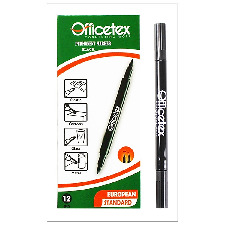 Bộ 3 Bút Lông Dầu Mực Đen/OT-PM004BL