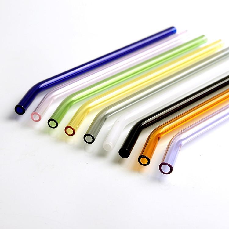 Bộ 2 Ống Hút Thủy Tinh Loại Dài (20cm) Kèm Cọ Rửa và Túi Vải