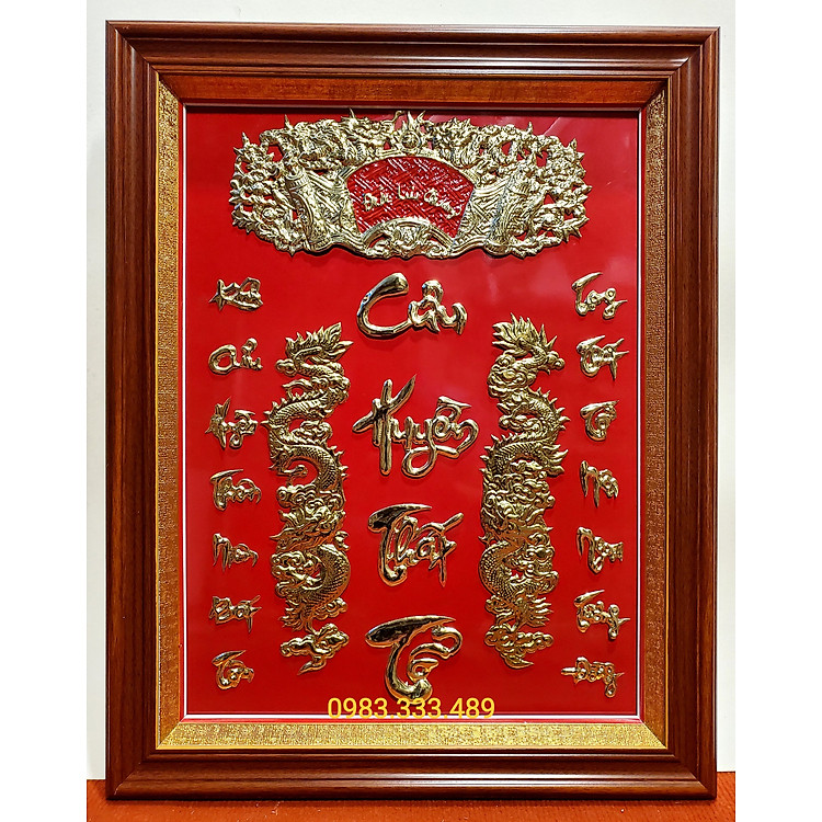Liễn thờ gia tiên - CỬU HUYỀN THẤT TỔ bằng đồng vàng
