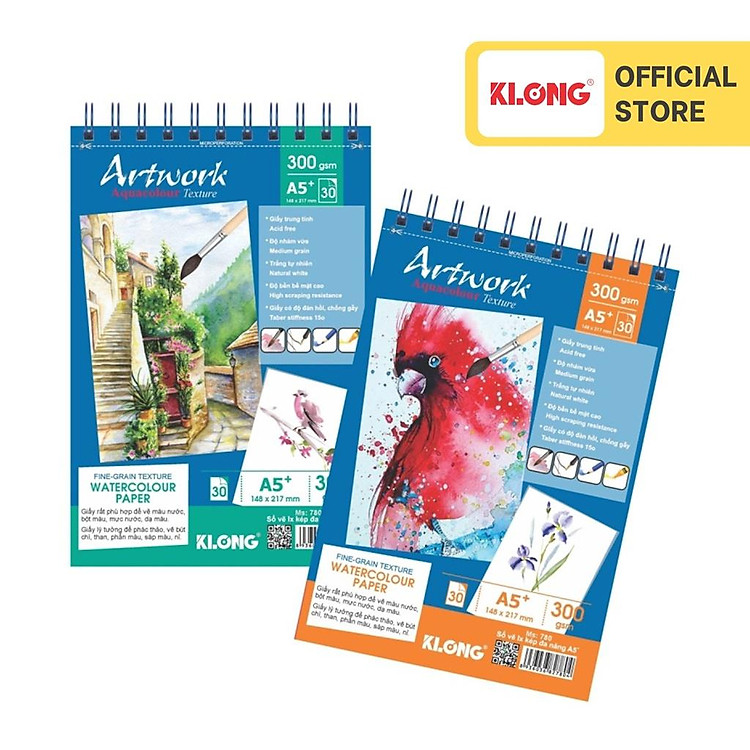 Sổ Vẽ Màu Nước KLONG A5+ (30 tờ, 300GSM)