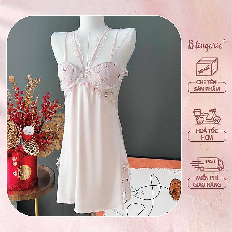 Váy Ngủ Chéo Dây Chữ V Thanh Lịch - B.Lingerie