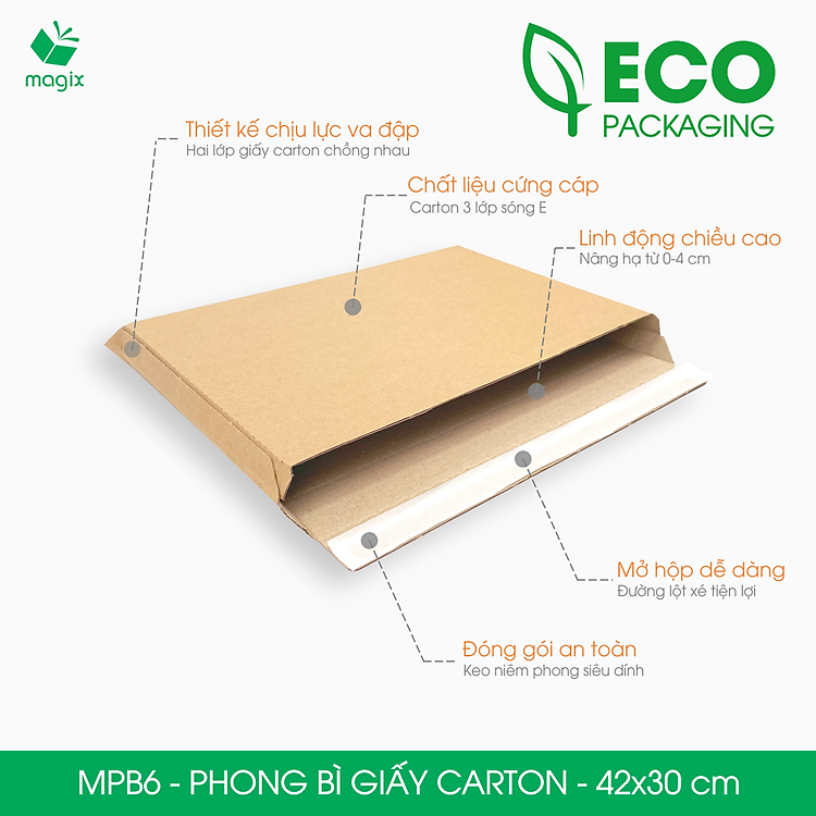 Phong Bì Carton Đóng Hàng MPB6 (42x30 cm - 60 chiếc) - Ảnh 3