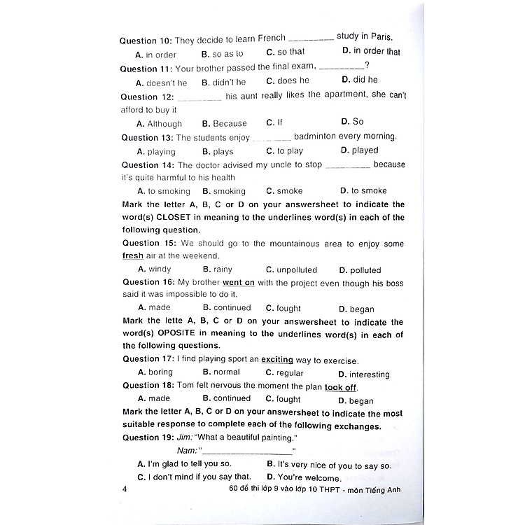 60 Đề Thi Lớp 9 Vào Lớp 10 Thpt Môn Tiếng Anh Không Chuyên - Ảnh 7