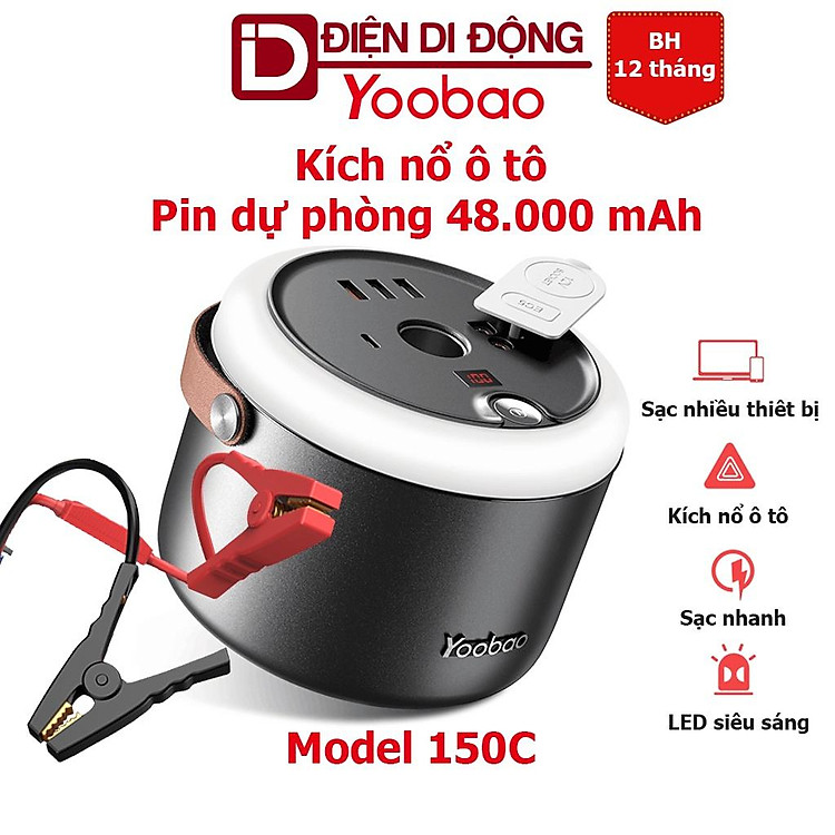 Kích bình ô tô Yoobao 150C - Pin dự phòng 48.000mAh sạc nhanh nhiều thiết bị