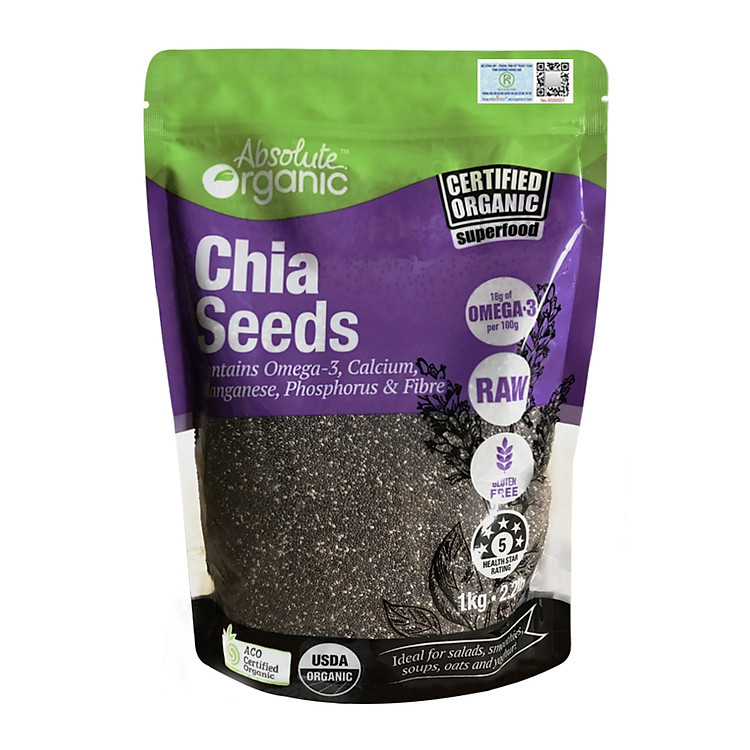 Túi Hạt Chia Cao Cấp Organic Absolute (1kg) - Tặng kèm bút phân biệt thật giả