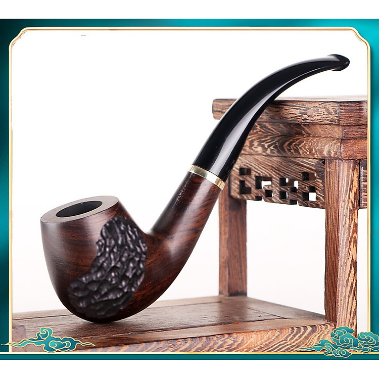 Tẩu thuốc gỗ Mun cao cấp (hoa văn ngẫu nhiên) - Ảnh 4