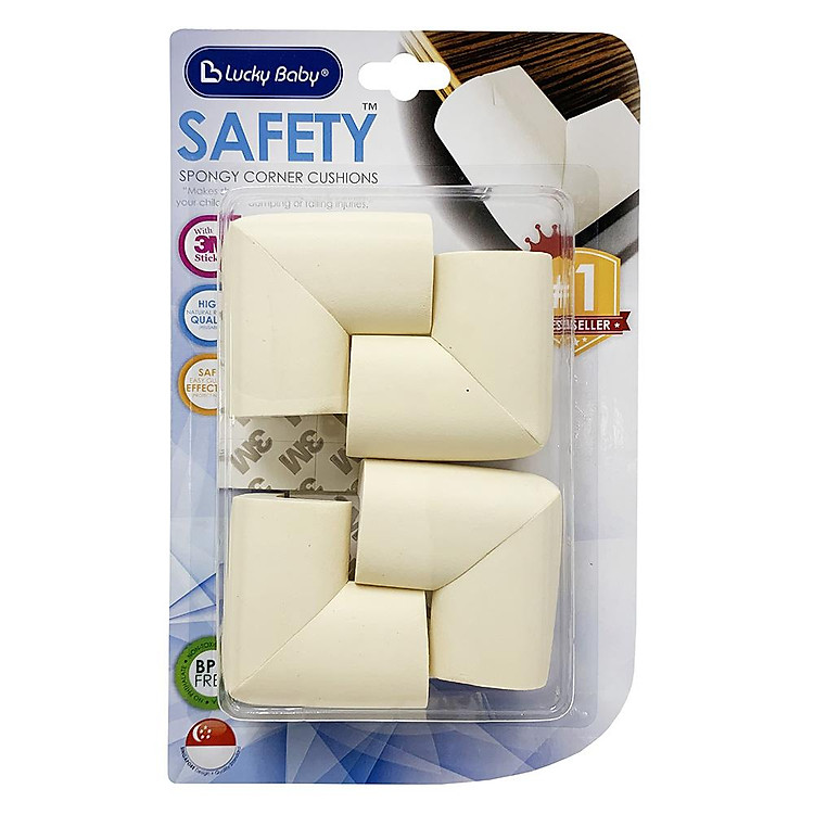 Vĩ 4 miếng xốp che góc bàn an toàn Safety spongy corner cushions Lucky Baby